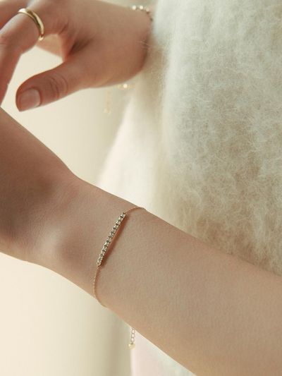 MAYBETOI 14k Breen Square Cubic Stick Bracelet