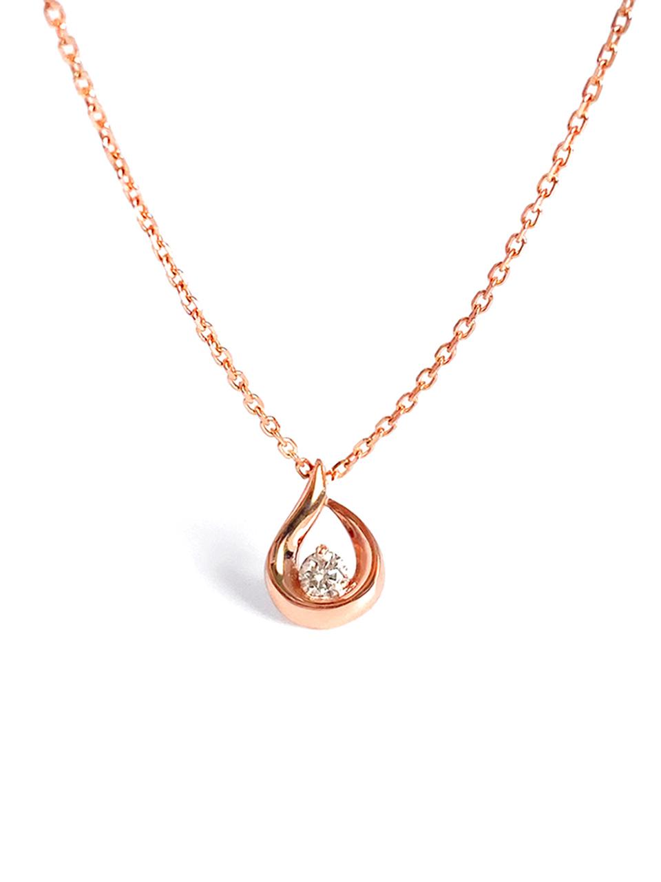 MAYBETOI 14k Gold Teardrop Diamond Necklace