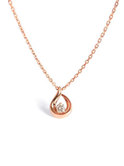 MAYBETOI 14k Gold Teardrop Diamond Necklace