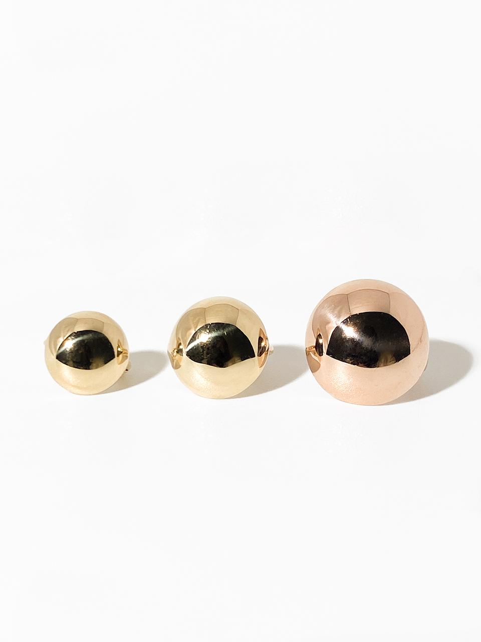 MAYBETOI 14k Half Ball Hollow Back Earrings