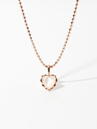 MAYBETOI 14K Heart-shaped Wave-pattern Opal Pendant Necklace