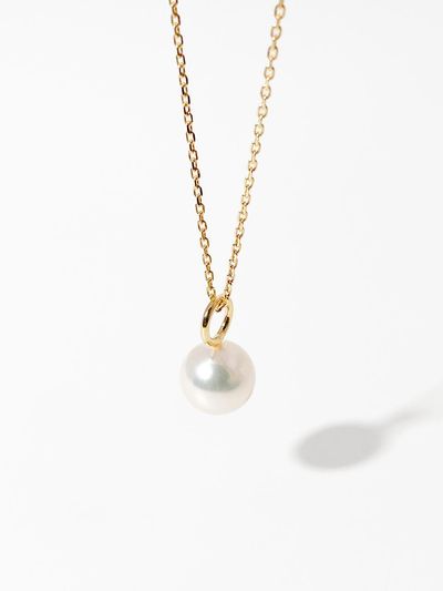 MAYBETOI 14K Herge Akoya Pearl Pendant Necklace [Beige]