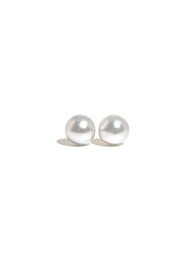 MAYBETOI 14k Natural Grey Akoya Pearl 9mm Earrings