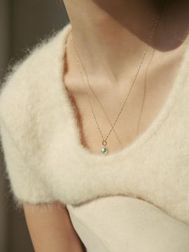 MAYBETOI 14K Natural Grey Akoya Pearl Pendant Necklace