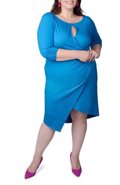 MAYES NYC MAYES NYC Lina Keyhole Ruched Faux Wrap Dress
