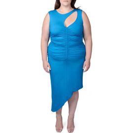 MAYES NYC MAYES NYC Sarah Cutout Asymmetric Shirred Dress