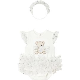 Mayoral Mayoral Ruffled Romper with Tulle Skirt and Headband