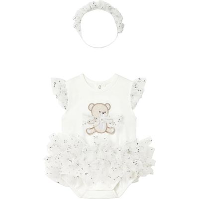 Mayoral Mayoral Ruffled Romper with Tulle Skirt and Headband