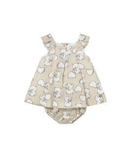 Mayoral Mayoral Teddy Bear Print Dress with Nappy Cover