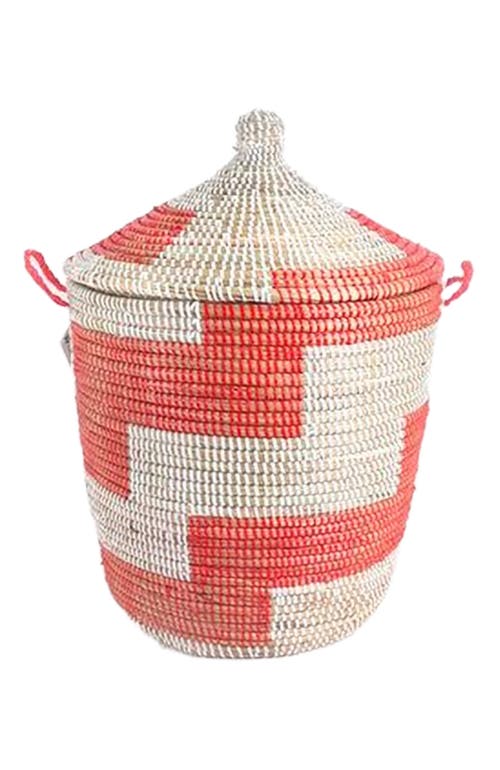 Mbare Mbare Dou Lid Storage Basket Stripe Red Medium Storage