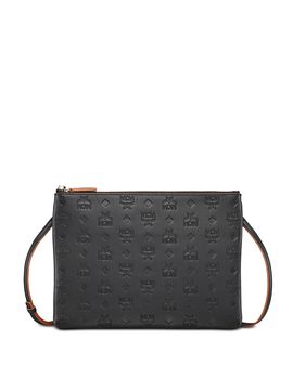 Mcm Mcm Aren Logo Embossed Leather Pouch