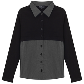 MCM MCM Maternity Contrast Collar Denim Panel Button Front Blouse