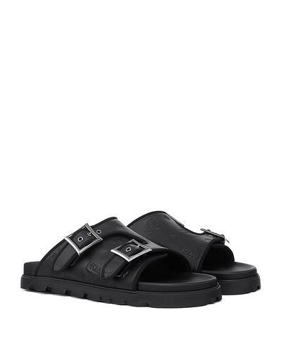 Mcm Mcm Men's Embossed Monogram Leather Sandals
