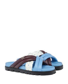Mcm Mcm Women's Monogram Cross Sandals in Lamb Leather
