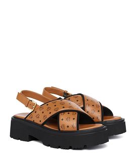 Mcm Mcm Women's Monogram Platform Sandals in Lambskin