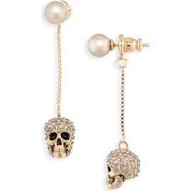 McQueen Alexander McQueen Pavé Skull Drop Earrings