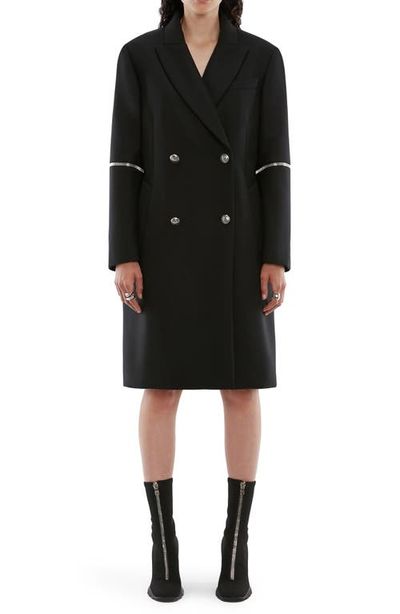 McQueen Alexander McQueen Spiral Zip Oversize Wool Coat