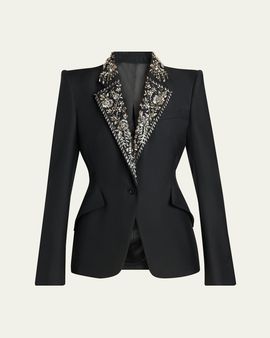 McQueen Beaded Lapel Single-Breasted Jacket