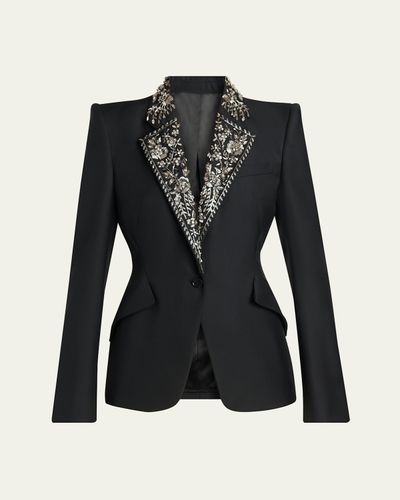 McQueen Beaded Lapel Single-Breasted Jacket