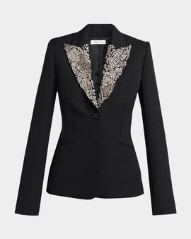 McQueen Crystal Lapel Single-Breasted Waisted Jacket