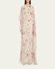 McQueen Crystal Meadow Floral-Print Asymmetric Cape Gown - 2