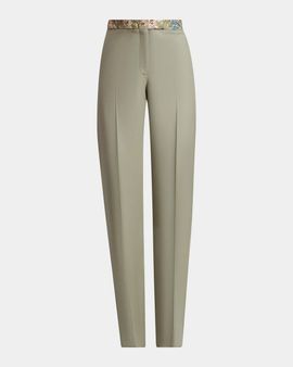 McQueen Embroidered Wool Straight-Leg Trousers