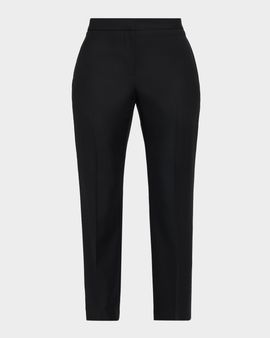 McQueen Fine Wool Gabardine Slim-Leg Ankle Trousers