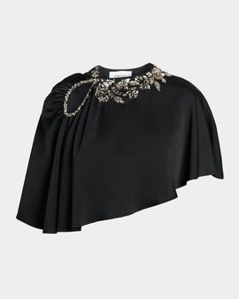 McQueen Floral Embroidered Asymmetric Cape
