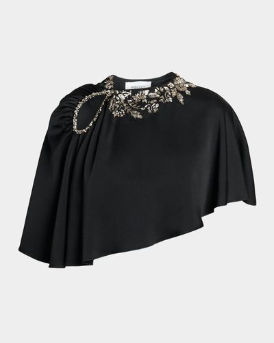 McQueen Floral Embroidered Asymmetric Cape