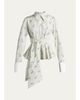 McQueen Floral Jacquard Taffeta Wrap Peplum Shirt - 1