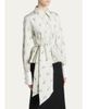 McQueen Floral Jacquard Taffeta Wrap Peplum Shirt - 4