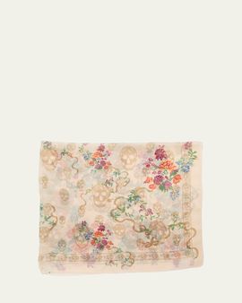 McQueen Floral Skull Silk Scarf