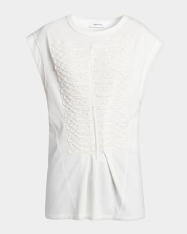 McQueen Frogging Embroidered Cotton T-Shirt