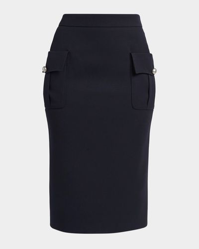 McQueen Front-Pocket Grain De Poudre Pencil Skirt