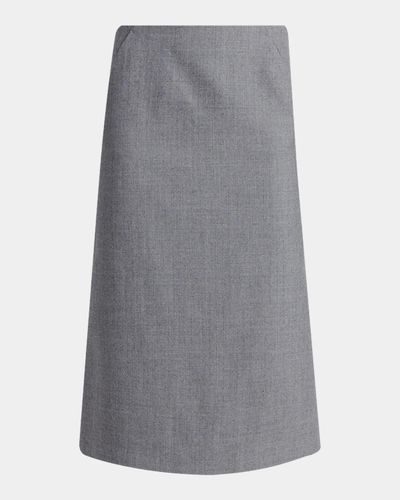 McQueen Godet-Pleat Wool Midi Skirt