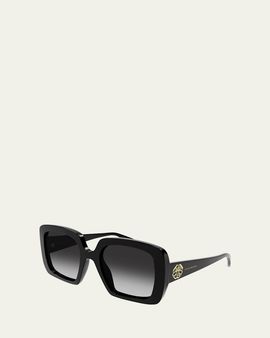 McQueen Gradient Logo Square Acetate Sunglasses