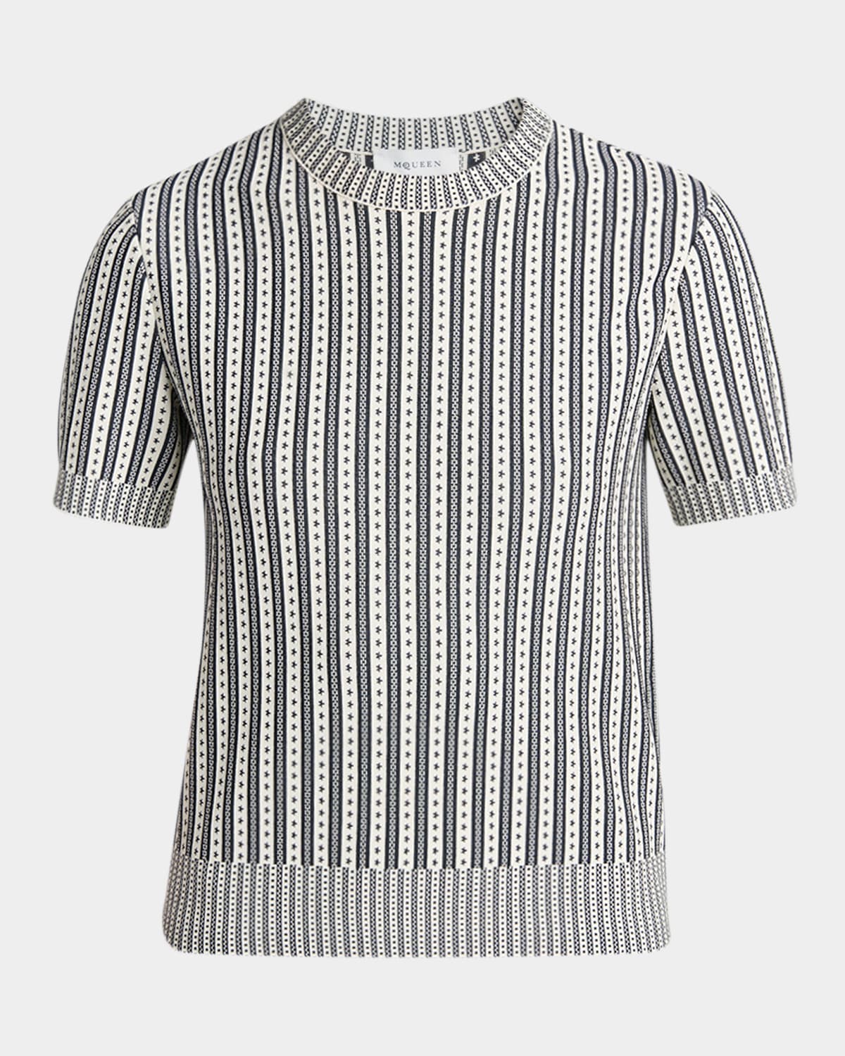 McQueen Jacquard Striped Crewneck Top