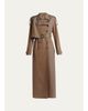 McQueen Light Cotton Double-Breasted Long Trench Coat With Belt - 1