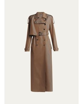 McQueen Light Cotton Double-Breasted Long Trench Coat With Belt