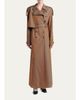McQueen Light Cotton Double-Breasted Long Trench Coat With Belt - 2