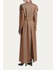 McQueen Light Cotton Double-Breasted Long Trench Coat With Belt - 3