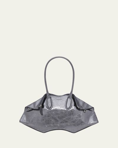McQueen Manta Shoulder Bag in Metallic Leather