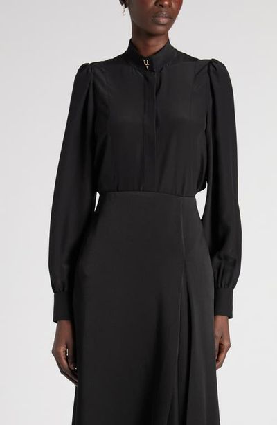 McQueen McQueen Band Collar Silk Button-Up Shirt