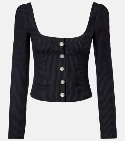 McQueen McQueen Chalk stripe wool and mohair bustier top
