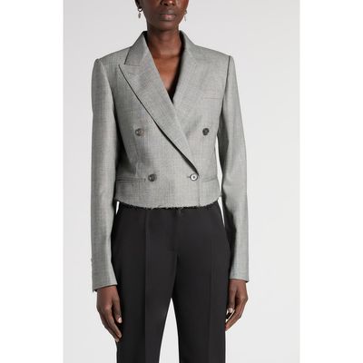 McQueen McQueen Crop Double Breasted Wool Blazer