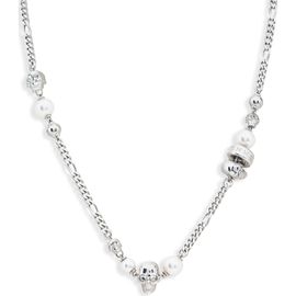 McQueen McQueen Crystal Skull & Faux Pearl Necklace