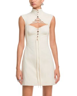 Mcqueen McQueen Cutout Corset Cotton Mini Dress