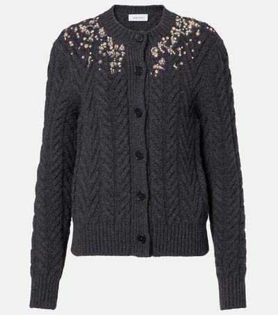McQueen McQueen Embellished wool and cashmere cardigan