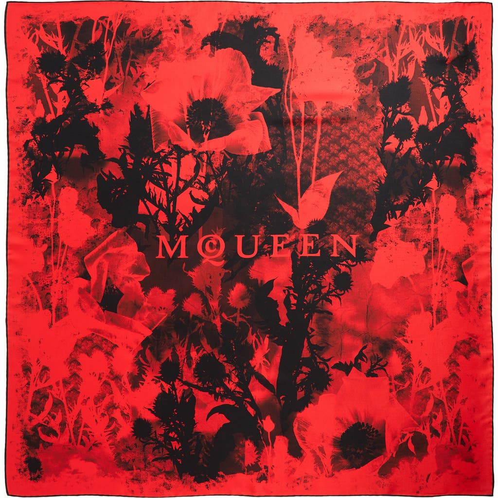 McQueen McQueen Floral Collage Silk Twill Square Scarf