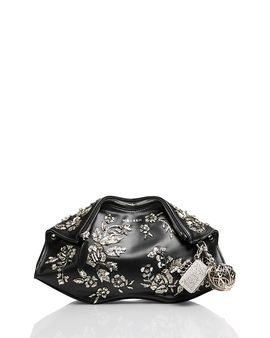 Mcqueen McQueen Floral Embroidery Leather Shoulder Bag